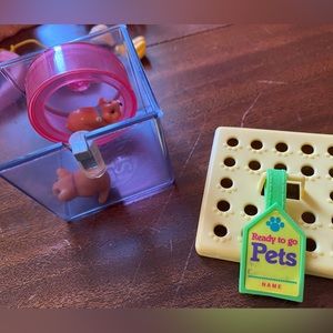 Original vintage 1990s Kenner Littlest Pet Shop hamsters, kitty tower, misc